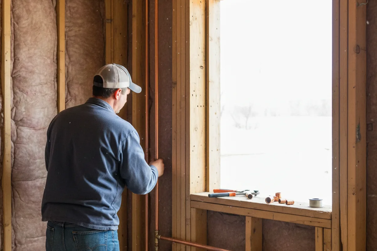 Licensed plumber running new copper supply lines in a Dixie home